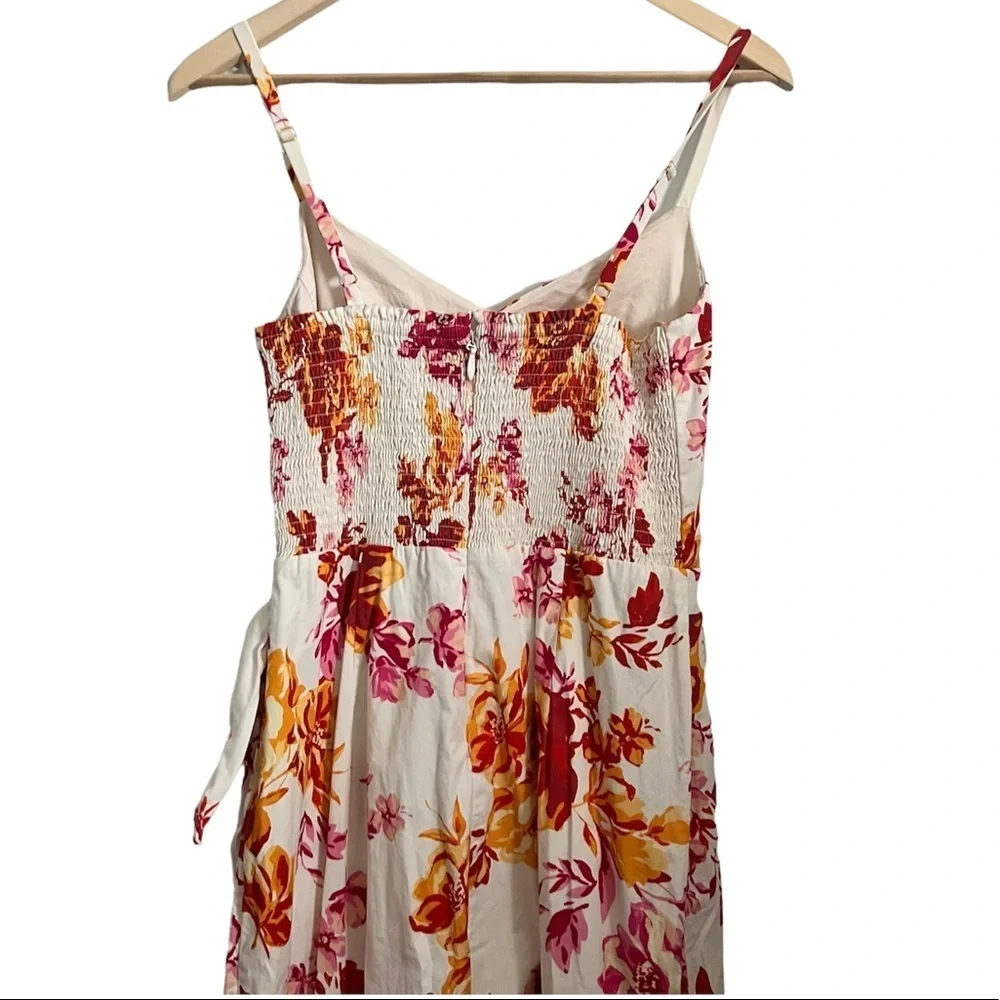 Great Jones White Pink Floral Printed Tank Midi Dress